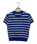 POLO RALPH LAURENポロ・ラルフローレン）の古着「ストライプ ショートスリーブ セーター」｜ブルー×ホワイト