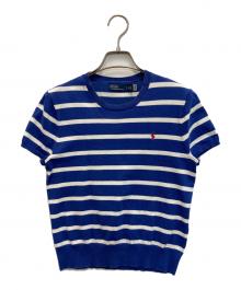 POLO RALPH LAUREN（ポロ・ラルフローレン）の古着「ストライプ ショートスリーブ セーター」｜ブルー×ホワイト