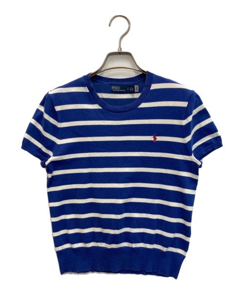 POLO RALPH LAUREN（ポロ・ラルフローレン）POLO RALPH LAUREN (ポロ・ラルフローレン) ストライプ ショートスリーブ セーター ブルー×ホワイト サイズ:Sの古着・服飾アイテム