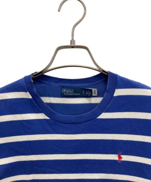 POLO RALPH LAUREN（ポロ・ラルフローレン）POLO RALPH LAUREN (ポロ・ラルフローレン) ストライプ ショートスリーブ セーター ブルー×ホワイト サイズ:Sの古着・服飾アイテム