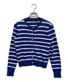 POLO RALPH LAUREN（ポロ・ラルフローレン）の古着「ストライプド コットンブレンドカーディガン」｜ブルー×ホワイト
