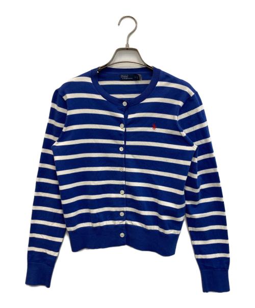POLO RALPH LAUREN（ポロ・ラルフローレン）POLO RALPH LAUREN (ポロ・ラルフローレン) ストライプド コットンブレンドカーディガン ブルー×ホワイト サイズ:Sの古着・服飾アイテム