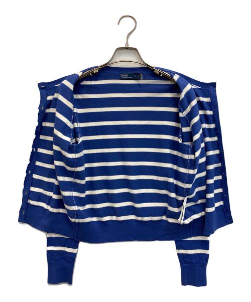 POLO RALPH LAUREN（ポロ・ラルフローレン）POLO RALPH LAUREN (ポロ・ラルフローレン) ストライプド コットンブレンドカーディガン ブルー×ホワイト サイズ:Sの古着・服飾アイテム