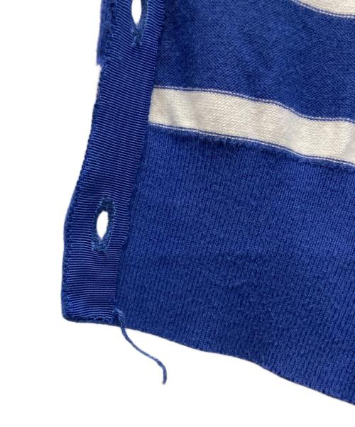 POLO RALPH LAUREN（ポロ・ラルフローレン）POLO RALPH LAUREN (ポロ・ラルフローレン) ストライプド コットンブレンドカーディガン ブルー×ホワイト サイズ:Sの古着・服飾アイテム