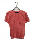 POLO RALPH LAURENポロ・ラルフローレン）の古着「Cotton Cable Short -Sleeve Sweater  /コットンケーブルニット」｜ピンク
