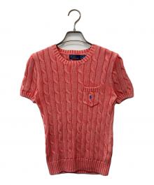 POLO RALPH LAUREN（ポロ・ラルフローレン）の古着「Cotton Cable Short -Sleeve Sweater  /コットンケーブルニット」｜ピンク