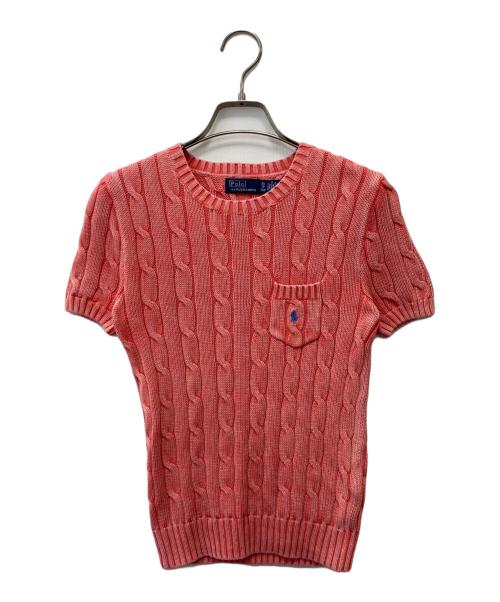 POLO RALPH LAUREN（ポロ・ラルフローレン）POLO RALPH LAUREN (ポロ・ラルフローレン) Cotton Cable Short -Sleeve Sweater  /コットンケーブルニット ピンク サイズ:XSの古着・服飾アイテム