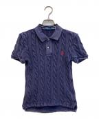 POLO RALPH LAURENポロ・ラルフローレン）の古着「ケーブルニットポロシャツ/ガーメントウォッシュ加工」｜ネイビー