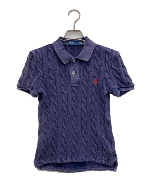 POLO RALPH LAUREN（ポロ・ラルフローレン）POLO RALPH LAUREN (ポロ・ラルフローレン) ケーブルニットポロシャツ/ガーメントウォッシュ加工 ネイビー サイズ:Sの古着・服飾アイテム