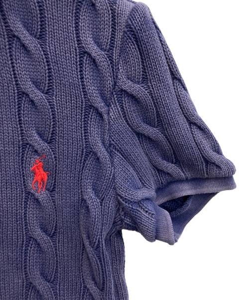 POLO RALPH LAUREN（ポロ・ラルフローレン）POLO RALPH LAUREN (ポロ・ラルフローレン) ケーブルニットポロシャツ/ガーメントウォッシュ加工 ネイビー サイズ:Sの古着・服飾アイテム