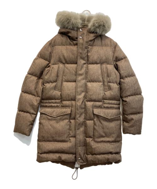 HERNO（ヘルノ）HERNO (ヘルノ) ウォーターレペレントポリヘリンボーン ダウンコート ブラウン サイズ:48の古着・服飾アイテム