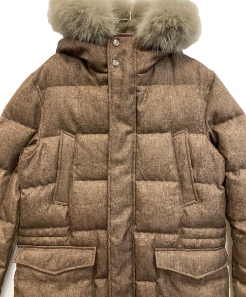 HERNO（ヘルノ）HERNO (ヘルノ) ウォーターレペレントポリヘリンボーン ダウンコート ブラウン サイズ:48の古着・服飾アイテム