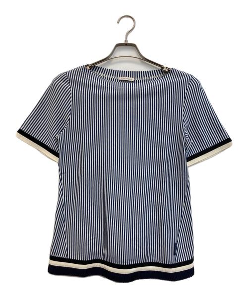 MONCLER（モンクレール）MONCLER (モンクレール) ストライプカットソー ホワイト×ネイビー サイズ:ＸＳの古着・服飾アイテム