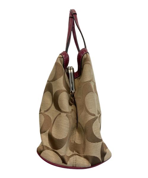 COACH（コーチ）COACH (コーチ) シグネチャーハンドバッグ ピンク×ブラウンの古着・服飾アイテム