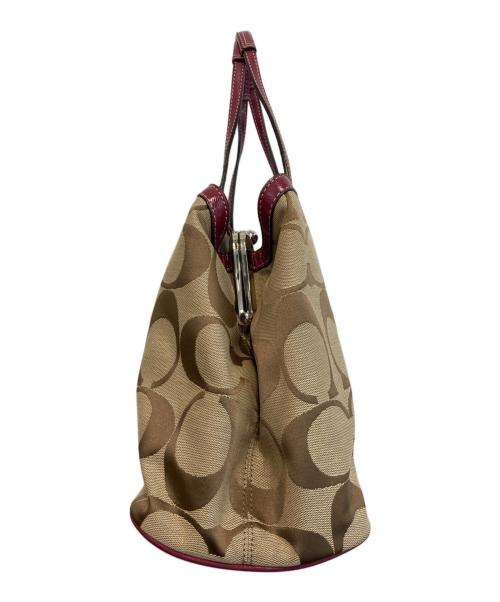 COACH（コーチ）COACH (コーチ) シグネチャーハンドバッグ ピンク×ブラウンの古着・服飾アイテム