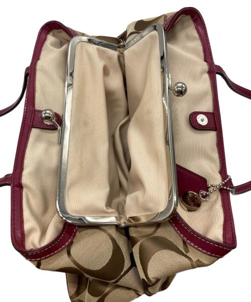 COACH（コーチ）COACH (コーチ) シグネチャーハンドバッグ ピンク×ブラウンの古着・服飾アイテム