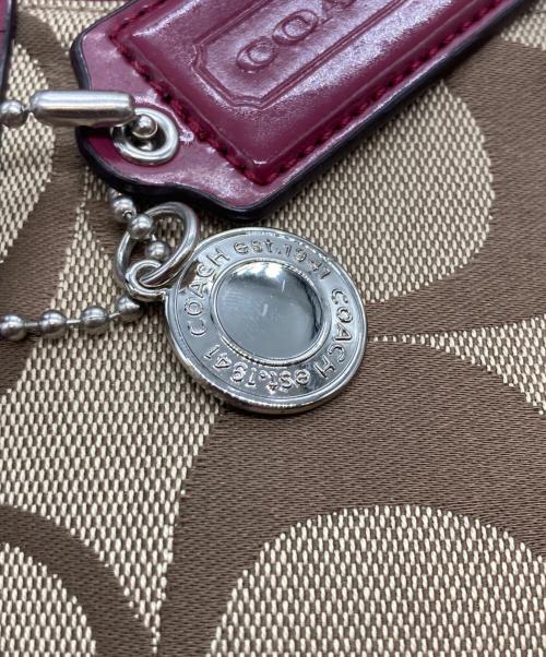COACH（コーチ）COACH (コーチ) シグネチャーハンドバッグ ピンク×ブラウンの古着・服飾アイテム