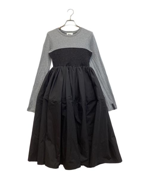 Bibiy.（ビビィ）Bibiy. (ビビィ) CLEMENTINE DRESS / ドッキングワンピース グレー×ブラック サイズ:記載なし。実寸参照の古着・服飾アイテム