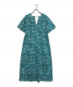 mala KALANCHOEマーラ カランコエ）の古着「Poplin Stripe Block Print Short Sleeve Dress」｜ブルー×ホワイト