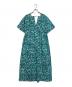 mala KALANCHOE（マーラ カランコエ）の古着「Poplin Stripe Block Print Short Sleeve Dress」｜ブルー×ホワイト