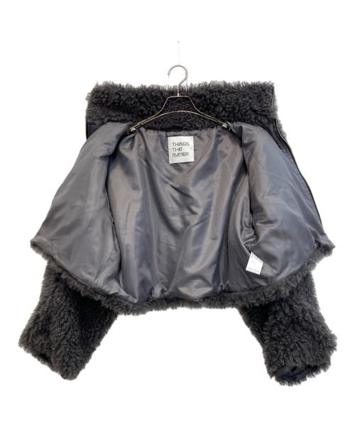 THINGS THAT MATTER（シングスザットマター）THINGS THAT MATTER (シングスザットマター) CRIMPED FUR CROPPED BLOUSON/ボアジャケット グレー サイズ:FREEの古着・服飾アイテム