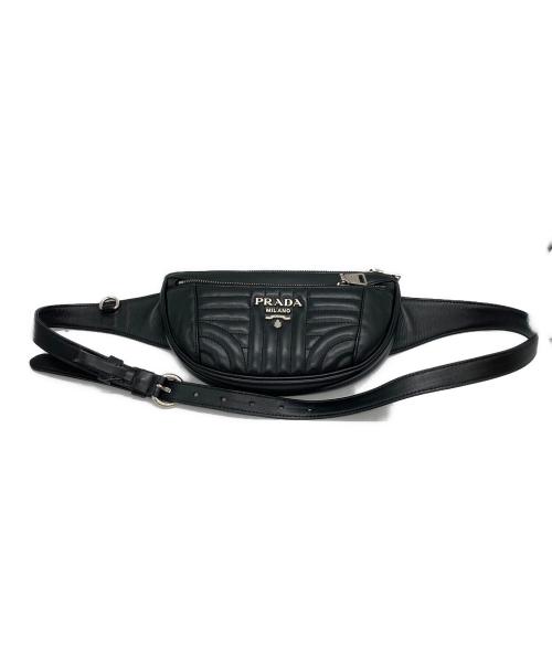 PRADA（プラダ）PRADA (プラダ) インプントゥーレソフトカーフウエストバッグ ブラックの古着・服飾アイテム
