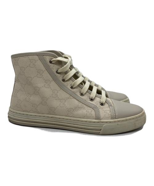 GUCCI（グッチ）GUCCI (グッチ) GGキャンバス ハイカットスニーカー アイボリー サイズ:36.5の古着・服飾アイテム