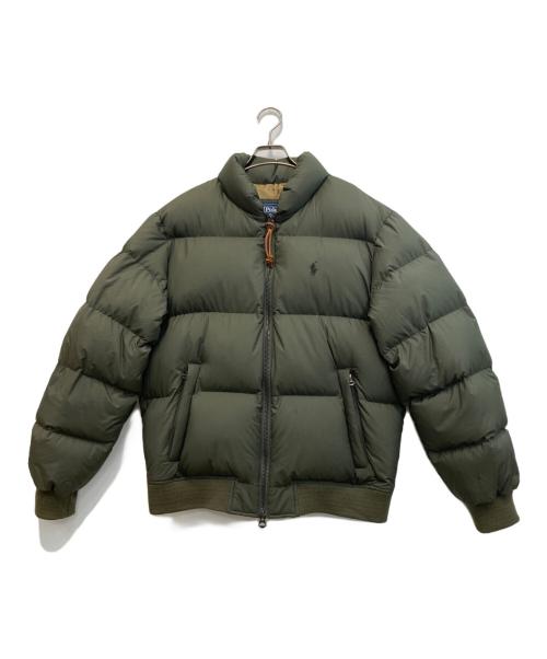 POLO RALPH LAUREN（ポロ・ラルフローレン）POLO RALPH LAUREN (ポロ・ラルフローレン) テクスチャードリップストップ ダウンジャケット オリーブ サイズ:Mの古着・服飾アイテム