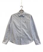 maison kitsuneメゾンキツネ）の古着「エンブロイダリーストライプシャツ」｜ブルー×ホワイト