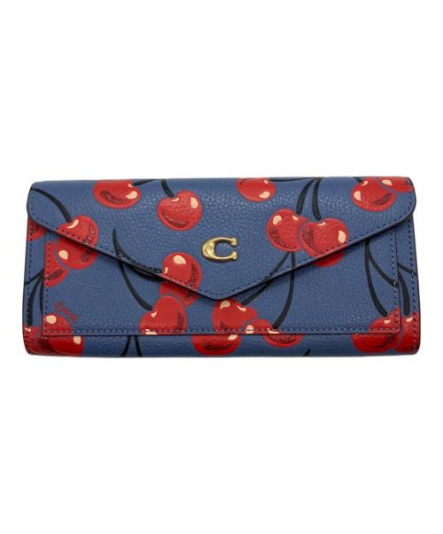 COACH（コーチ）COACH (コーチ) ウィン ソフト ウォレット ウィズ チェリー ブルー×レッドの古着・服飾アイテム
