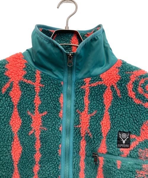 SUPREME（シュプリーム）Supreme (シュプリーム) South2 West8 (サウスツー ウエストエイト) Fleece Jacket /フリースジャケット グリーン×ピンク サイズ:Lの古着・服飾アイテム