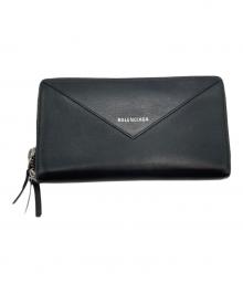 BALENCIAGA（バレンシアガ）の古着「ペーパー コンチネンタル ジップアラウンドラウンドファスナー財布」｜ブラック