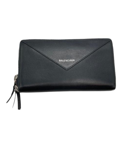 BALENCIAGA（バレンシアガ）BALENCIAGA (バレンシアガ) ペーパー コンチネンタル ジップアラウンドラウンドファスナー財布 ブラックの古着・服飾アイテム