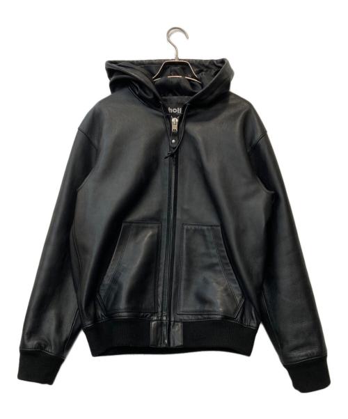 Schott（ショット）Schott (ショット) LEATHER FULL ZIP PARKA ブラック サイズ:Mの古着・服飾アイテム