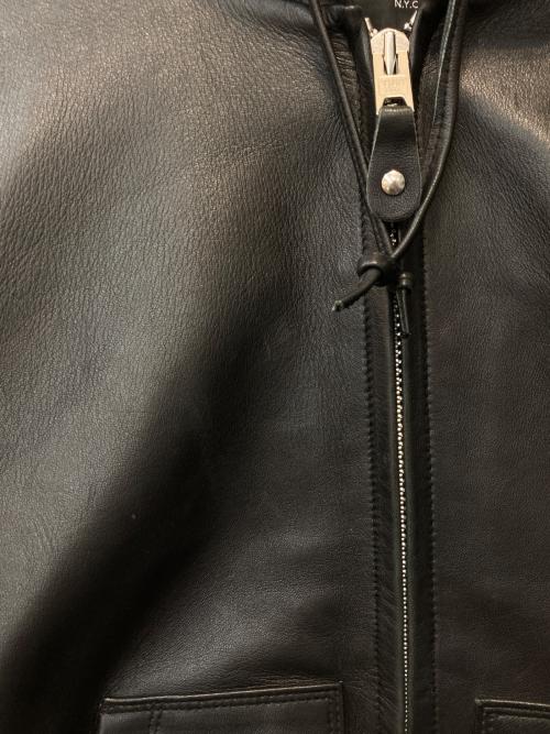 Schott（ショット）Schott (ショット) LEATHER FULL ZIP PARKA ブラック サイズ:Mの古着・服飾アイテム