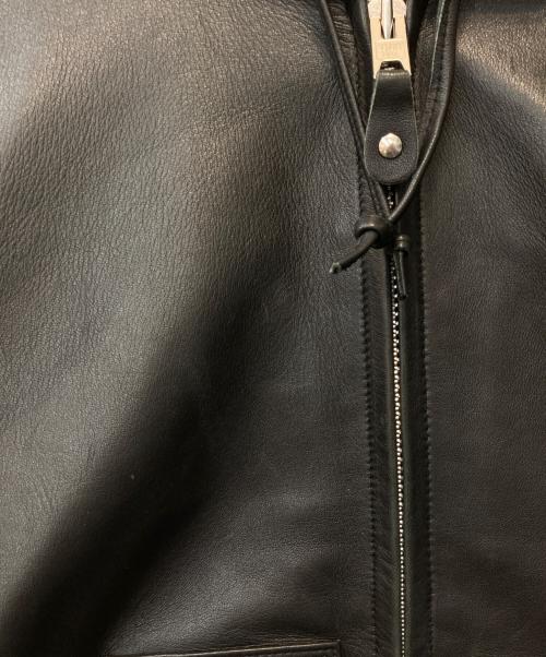 Schott（ショット）Schott (ショット) LEATHER FULL ZIP PARKA ブラック サイズ:Mの古着・服飾アイテム