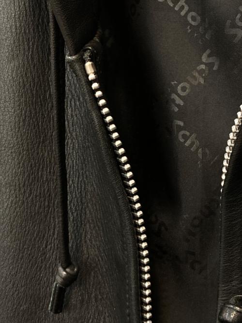 Schott（ショット）Schott (ショット) LEATHER FULL ZIP PARKA ブラック サイズ:Mの古着・服飾アイテム