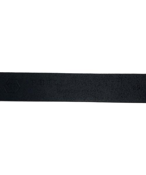 philipp plein（フィリッププレイン）PHILIPP PLEIN (フィリッププレイン) 髑髏バックルベルト スカル ブラックの古着・服飾アイテム