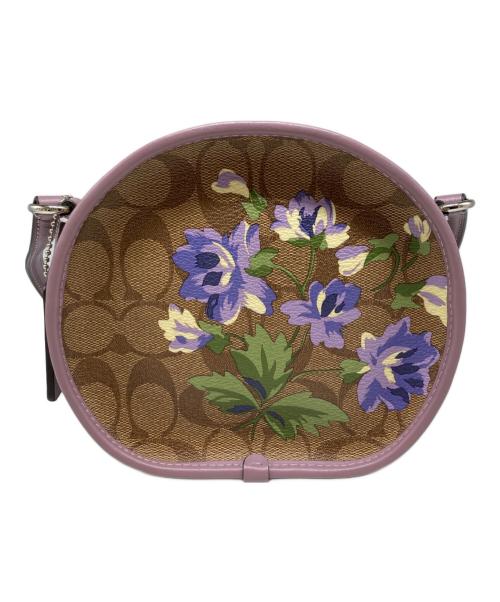 COACH（コーチ）COACH (コーチ) フラワー・シグネチャーショルダーバッグ ベージュ×パープルの古着・服飾アイテム