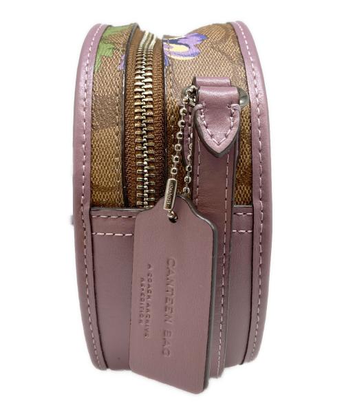 COACH（コーチ）COACH (コーチ) フラワー・シグネチャーショルダーバッグ ベージュ×パープルの古着・服飾アイテム