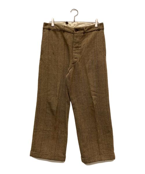 CUSHMAN（クッシュマン）Cushman (クッシュマン) ヘリンボーンウールタックスラックス ブラウン サイズ:32の古着・服飾アイテム