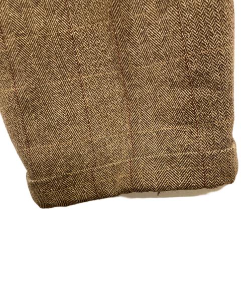 CUSHMAN（クッシュマン）Cushman (クッシュマン) ヘリンボーンウールタックスラックス ブラウン サイズ:32の古着・服飾アイテム