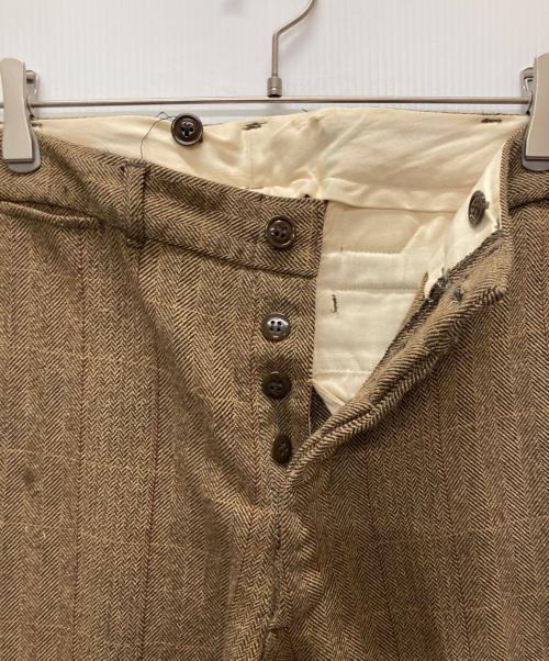 CUSHMAN（クッシュマン）Cushman (クッシュマン) ヘリンボーンウールタックスラックス ブラウン サイズ:32の古着・服飾アイテム