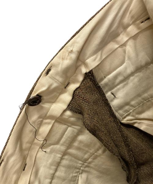 CUSHMAN（クッシュマン）Cushman (クッシュマン) ヘリンボーンウールタックスラックス ブラウン サイズ:32の古着・服飾アイテム