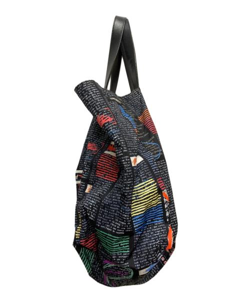 ETRO（エトロ）ETRO (エトロ) リバーシブル タブロイドプリント トートバッグ ベージュ×ブラックの古着・服飾アイテム