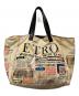 ETRO（エトロ）の古着「リバーシブル タブロイドプリント トートバッグ」｜ベージュ×ブラック