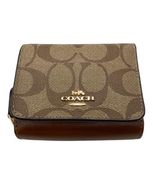 COACH（コーチ）COACH (コーチ) シグネチャー3つ折りコンパクトウォレット ベージュの古着・服飾アイテム