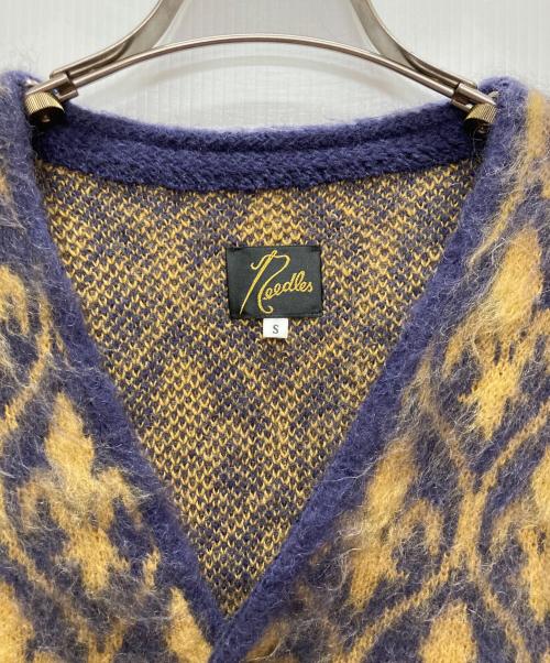 Needles（ニードルズ）Needles (ニードルズ) Mohair Cardigan Ornament/ニットカーディガン イエロー×パープル サイズ:Sの古着・服飾アイテム