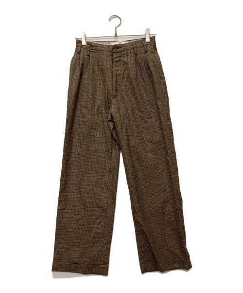 Maison Margiela（メゾンマルジェラ）Maison Margiela (メゾンマルジェラ) ハウンドトゥースウールタックスラックス ブラウン サイズ:36の古着・服飾アイテム