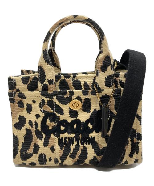 COACH（コーチ）COACH (コーチ) カーゴ トート バッグ 20・レオパード プリント ベージュの古着・服飾アイテム